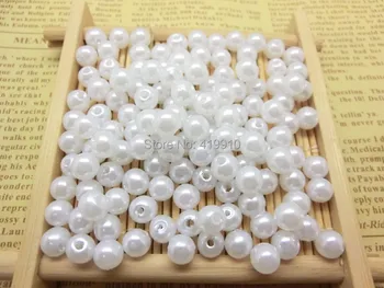 Nemokamas pristatymas-1000 Vnt. Balta Perlų Imitacija Akrilo Turas Drabužis, Karoliukai, 6mm D2748