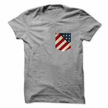 Raudona, Balta ir Mėlyna Amerikos Vėliavos Tėvynės Spausdinti Kišenėje T-shirt Hipster Unisex T1860