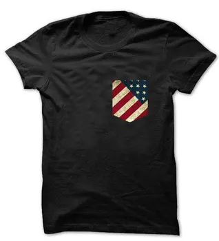 Raudona, Balta ir Mėlyna Amerikos Vėliavos Tėvynės Spausdinti Kišenėje T-shirt Hipster Unisex T1860
