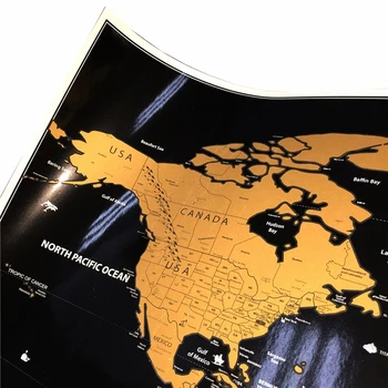 Vaikų geografijos žinių, švietimo ištrinti juoda nulio žemėlapį pasaulyje nulio plakatas folijos sluoksnio dangos Pasaulio vėliavos žemėlapis 82x59 CM