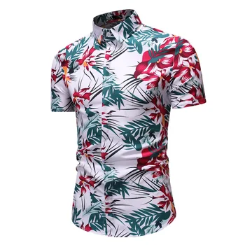 Verslo Atsitiktinis Trumpomis Rankovėmis Spausdinti Marškinėliai Vyrams 2019 M. Vasaros Tendencija Viršūnes Vyras Havajų Paplūdimyje Marškinius Vyras Boho Pajūrio Šventė Stilius