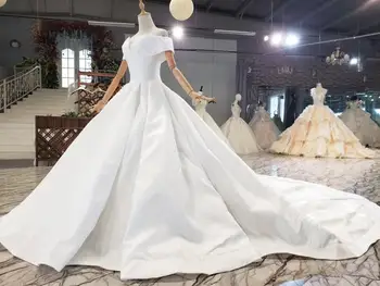 Noble satino balta suknelė 2020 naujausias 150cm koplyčia traukinys nuotakos suknelė skraiste белое платье