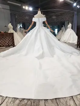 Noble satino balta suknelė 2020 naujausias 150cm koplyčia traukinys nuotakos suknelė skraiste белое платье
