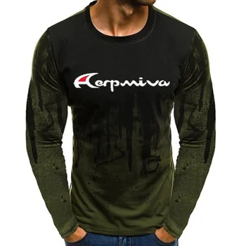 AERPMIVA Pavasario, vasaros ir rudens atsitiktinis vyrų plonas skirsnis laisvas ilgomis rankovėmis megztinis atspausdintas T-shirt marškinėliai