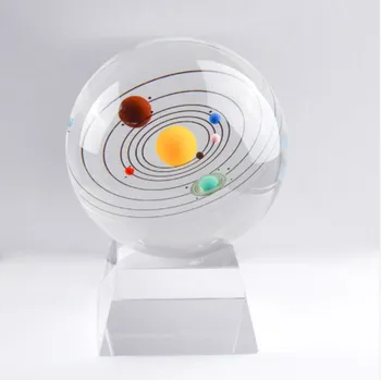 80mm Skersmens K9 Saulės Sistemos Krištolo Rutulį Stiklo Amatų Pasaulyje Miniatiūriniai Namų Dekoro Ornamentą Priedai Gimtadienio Dovana