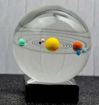 80mm Skersmens K9 Saulės Sistemos Krištolo Rutulį Stiklo Amatų Pasaulyje Miniatiūriniai Namų Dekoro Ornamentą Priedai Gimtadienio Dovana
