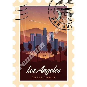 Los Andželo suvenyrų magnetas derliaus turizmo plakatas