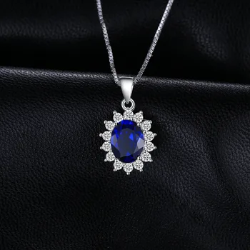 JewelryPalace Kate Princesė Diana William 2.5 ct Mėlynas Safyras Pakabukas 925 Sterlingas Sidabro Vestuvių Pakabukas Juvelyrika Grandinės Nr.