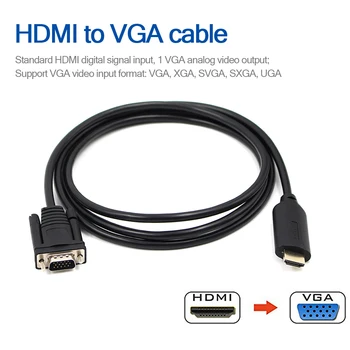 Aukštos raiškos Konver HDMI į VGA Adapteris HDCP 1.2 Vyrų Vyrų 4 Metrų Kabelį, Laidą skirtą Stalinį KOMPIUTERĮ, Kompiuterio Monitorius, Projektorius HDTV