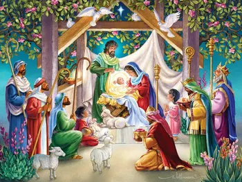 Krikščionių kūdikis jėzus baige medžių fone Aukštos kokybės Kompiuteris spausdinti naujagimio foto fonas