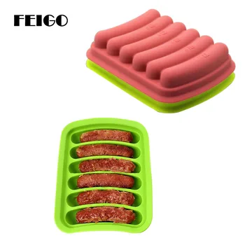FEIGO 1Pcs Silikono Hot Dog Pelėsių Namų Hot Dog Mėsos Maker 