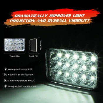 LED Kvadratinių priekinis žibintas, Auto, Lieto Aliuminio Korpusas 150W 5 4X6 Colių LED Žibintų Visureigis Sunkvežimis Darbo Žibintai