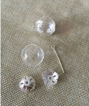 Ping m. naujos 100sets/daug 20mm ( dvigubai skylė ) apvalaus stiklo globe & gėlių bžūp& eye pin rinkinys (ne užpildas) stiklo buteliukas buteliukas