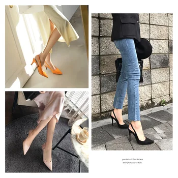 2019 m. vasarą, naujas stilius sandalai moteriška stiletto tuščiaviduriai su suede nurodė, seksualus korėjos mados aukšti kulniukai rudens batai