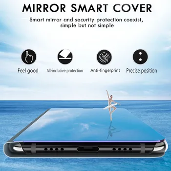 Luxury Smart Veidrodis, Flip Case For Kolega Realme 7 Pro Realmi Realmy 6 7i C15 A92s A5 A9 A3 2020 Stovi Magnetinio Telefono Dangtelį Coque