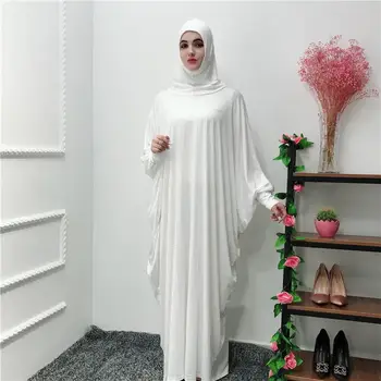 Musulmonų Abaja Hijab Kaftan Moterų Garbinimo Malda Suknelė Ramadanas Batwing Rankovės Šalikas Jilbab Farasha Caftan Arabų Islamo Apranga