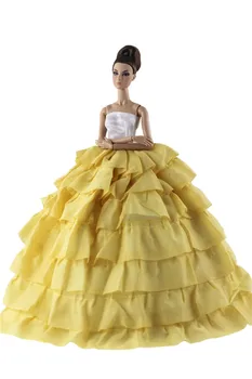 2021 Naujas Geltonas Sluoksnis Suknelė Apranga Kostiumas Komplektai Barbie, BJD FR SD Lėlės Drabužiai Vaidmuo Žaisti Reikmenys, Žaislai Mergina