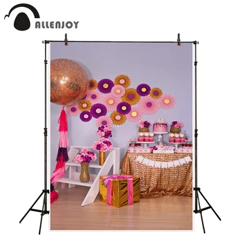 Allenjoy fotografijos fonas prabanga gimtadienio kambarys balionas desertas stalo gėlių fone foto studija photobooth photocall