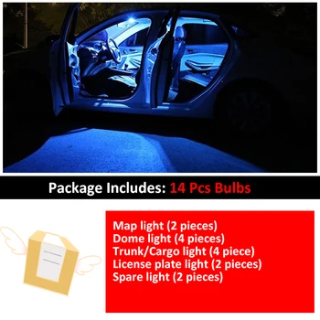 14Pcs Automobilių Baltos spalvos Interjeras, LED elektros Lemputes Paketo Komplektas Chevrolet Tahoe 2007-2010 M. 2011 m. 2013 m. M Žemėlapio Dome Kamieno Lempos Ice Blue