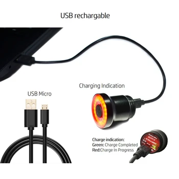 2VNT Įkrovimo Riedlentė Galinis Žibintas Įspėjimas LED Žibintai Vandeniui USB Įspėjimo Lempa Longboard Elektrinis Motoroleris
