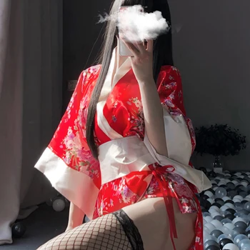 3pcs Nustatyti Kimono Chalatas Chalatas Moterims Tradicinio Stiliaus Skraiste Yukata Kostiumai Pižama Diržo Japonijos Seksualus moteriškas apatinis Trikotažas, Chalatai