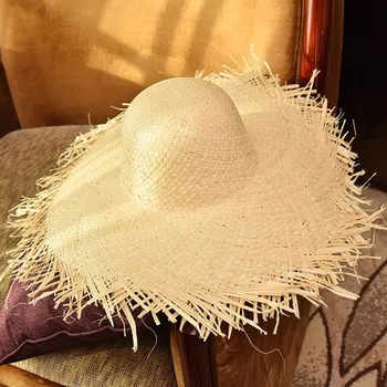 MOTERYS VASARĄ šiaudų skrybėlę lankas wide moterų žolės vasarą bžūp paplūdimio skydelis lauko atostogų paplūdimio apsauga nuo saulės, skrybėlę Išardomi