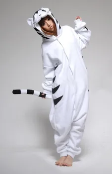 Polar Fleece Mados Tigras Gyvūnų Cosplay Jumpsuit Pižama Pižamos Šalies Kostiumų Atsitiktinis Gyvūnų Onesies Suaugusiųjų Sleepwear XL