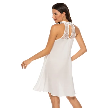 Plius Dydis 2XL Nėrinių Kratinys Šifono Rankovių Prarasti Suknelė 2020 Moterys Vasarą Boho Paplūdimio Kietas Atsitiktinis O-Kaklo Mini Suknelės