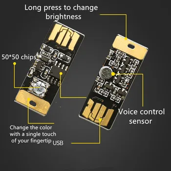 GrandEver Balso Kontrolės Spalvinga USB Atmosfera lengvųjų Automobilių vidaus išplanavimas, šviesos Muzikos ritmą lengvųjų Automobilių Patalpų Galia bankas