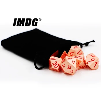 IMDG 7pcs/set Kūrybos RPG Žaidimas Kauliukais, Polyhedron Metalo Kauliukai DND Didelis Šriftas, Raudona, Vario Raudona Skaitmeninis Žaidimas Kauliukai