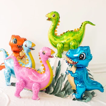 1pcs 4D dinozaurų balionai folija stovi žalias dinozauras, Raudonas drakonas gimtadienio deco šalies prekių berniukas vaikams, žaislai, helio globals
