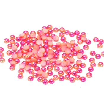 3mm,4mm,5mm,6mm Rose Vaivorykštė Butas atgal ABS turas Pusę Perlų karoliukai, dirbtiniai plastiko pusę perlų karoliukai