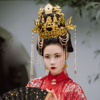 LYZ Zhi Zi Yu Gui Išskirtinį Ranka Raižyti Plaukų Tiara Ming Dinastijos Ilgai Kutas 
