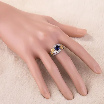 Royal Blue Žiedai, Sidabro Spalvos, Elegantiška Mėlynos Didelis Akmuo Žiedas su Asfaltuotas cz Papuošalai Moterims, Šalies ir Vestuvių Desig safyro žiedas