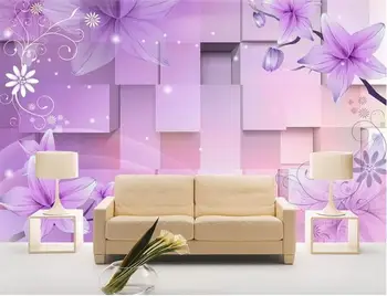 3d kambario tapetai užsakymą freskos neaustinių nuotrauką Violetinė svajonė gėlės TV nustatymas sienų tapyba foto tapetai, sienų