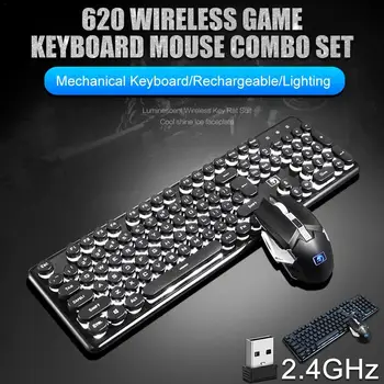 Xinmen 620 Mamba gyvatė wireless 2,4 g, Bluetooth baterija šviesą skleidžiantys žaidimas biuro klaviatūrą, pelę nustatyti, mechaninė rankena klaviatūra
