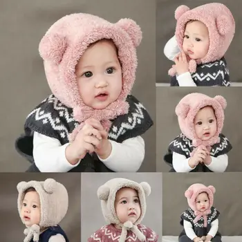 2020 Kūdikių Mergaitės Berniukai Šiltos Kepurės Ausis Žiemos Minkštas Beanie Skrybėlių Ausies Pliušinis Bžūp Fuzzy Kietas Skrybėlės Rekvizitai, Skirtas 6-36 M