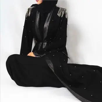 Dubajus Zawalcowany Ženklelis Saulės Plonas Musulmonų kimono Rūbeliai syari moteris visas ilgis megztinis Musulmonų abaja pamaldos, abaja F1902