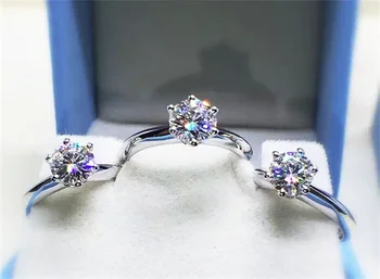 Mados Prabangių Klasikinių 1 Karatas Lab Diamond Ring925 Balti Vestuviniai Žiedai Moterims, Dovana