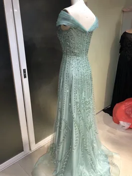 Nauja Nuostabi Ilgą vakarinę Suknelę 2018 V-Kaklo, Bžūp Rankovėmis Grindų Ilgis Blizgučiais Tiulio Undinė Prom Dresses Chalatas de soriee
