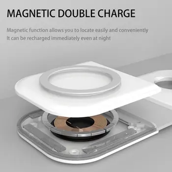 Sulankstomas Dual Magnetinio 15W Belaidis Kroviklis 2 In 1 Wireless Charging Pad Už IWatch Stovėti IPhone 12 11 Pro Max XS X