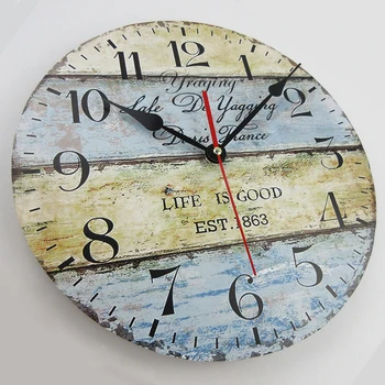 Naujas 3D MDF Medžio Apvalus Sieninis Laikrodis Kambarį Apdaila Meno Dovanų Europos Sttage Vintage Retro Sieniniai Laikrodžiai