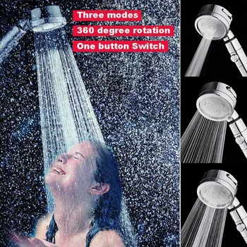 PP Medvilnės Filtras Turmalinas SPA dušo Vandens taupymas, 3 Režimai, reguliuojamas dušo galvutė jungiklio mygtuką, aukšto slėgio dušo vonios kambarys