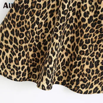 ALLDOKE leopard seksualus šalis linijos suknelė moterims vasarą v kaklo dirželis raukiniai backless aukšto juosmens ponios trumpų suknelių vestidos