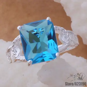 AR399 Sidabro Padengtą žiedas, Sidabro Padengtą bižuterijos, bling-bling/Bi-Išgręžkite inkrustacijos blue stone /ehqamyxa fucaolja