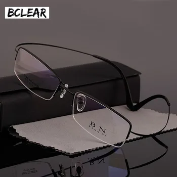 BCLEAR Vyrų verslo gryno titano pusė kadro optiniai stiklai ultralight komfortą B Titano akiniai T9279