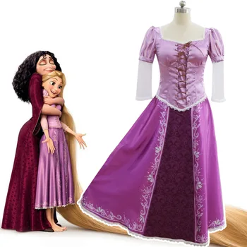 Moterų Princesė Rapunzel Cosplay Suknelė Violetinė Suaugusiųjų Susivėlęs Kostiumas Helovinas
