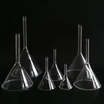 1Pcs 100/120/150/180/210mm Trumpas skersmuo stiklo trikampis piltuvą Lab Eksperimentuoti Tiekimo