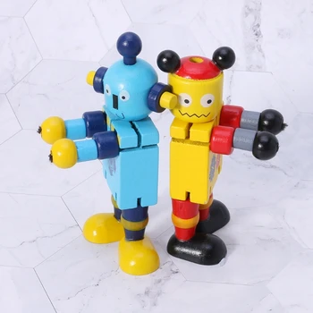 Naujas 6 Stilius Mielas Medinis Robotas Blokuoti Žaislai, Kūdikių Veiksmų Skaičiai Mielas Modelis Žaislas