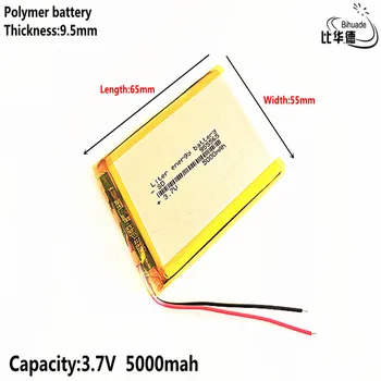 Geras Qulity 3.7 V,5000mAH,955565 Polimeras ličio jonų / Li-ion baterija ŽAISLŲ,CENTRINIS BANKAS,GPS,mp3,mp4